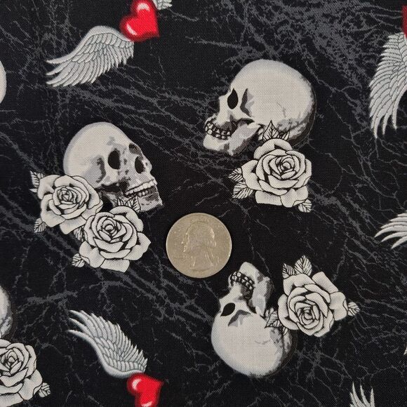 Colorful Sugar Skull Dog Print Fabric - Picture 6 of 9